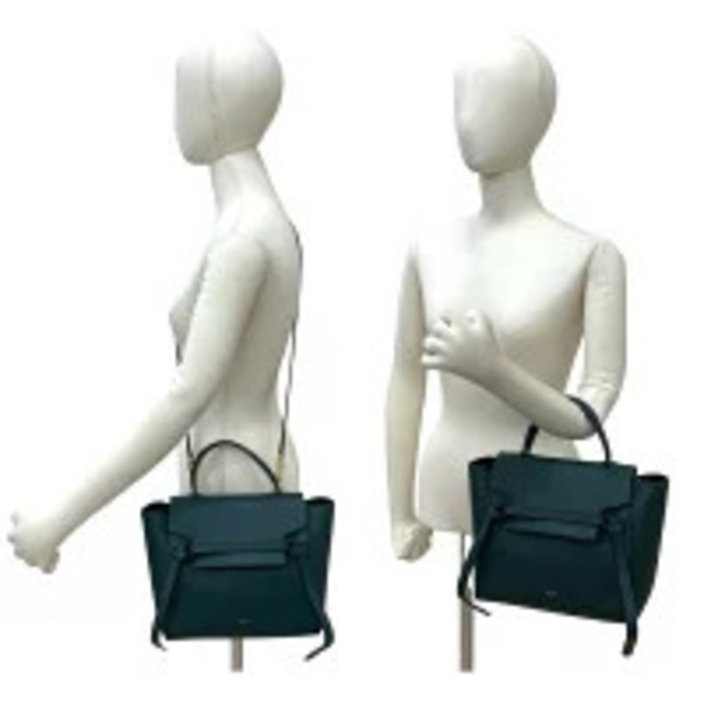 CELINE Belt Bag Leather Handbag Shoulder Clutch Dark Green - Picture 2 of 10